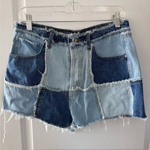 Pattern Denim Shorts